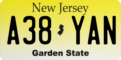 NJ license plate A38YAN