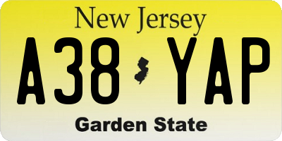 NJ license plate A38YAP
