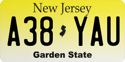 NJ license plate A38YAU