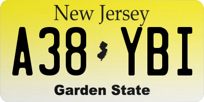 NJ license plate A38YBI