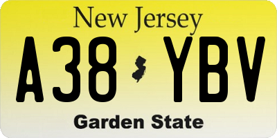 NJ license plate A38YBV
