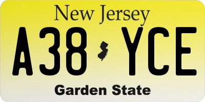 NJ license plate A38YCE