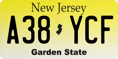 NJ license plate A38YCF