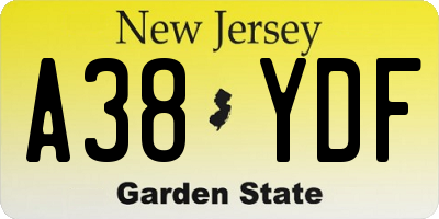 NJ license plate A38YDF