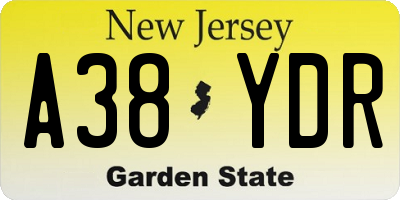NJ license plate A38YDR