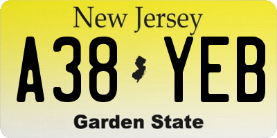 NJ license plate A38YEB