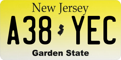 NJ license plate A38YEC