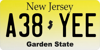 NJ license plate A38YEE