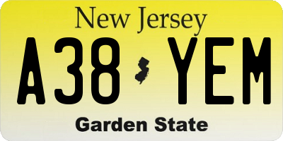 NJ license plate A38YEM