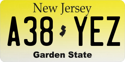 NJ license plate A38YEZ