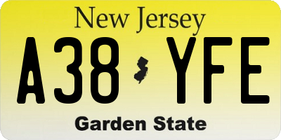 NJ license plate A38YFE