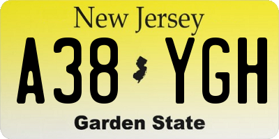 NJ license plate A38YGH
