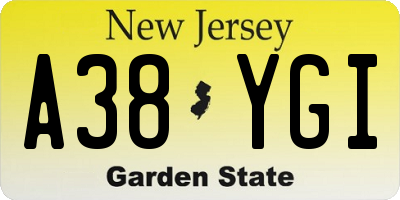 NJ license plate A38YGI