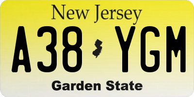 NJ license plate A38YGM