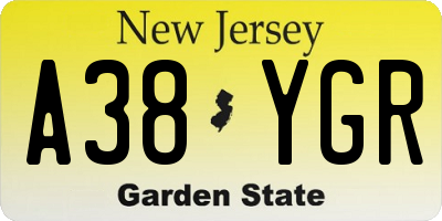 NJ license plate A38YGR