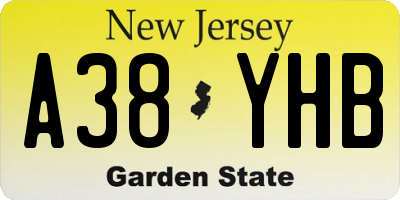 NJ license plate A38YHB