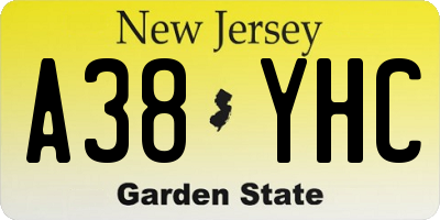 NJ license plate A38YHC