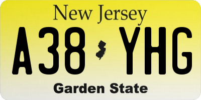 NJ license plate A38YHG