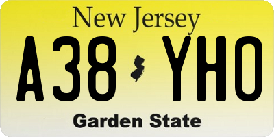 NJ license plate A38YHO