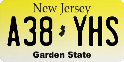 NJ license plate A38YHS