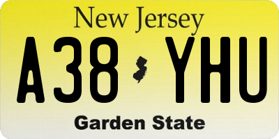 NJ license plate A38YHU