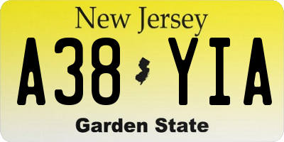 NJ license plate A38YIA