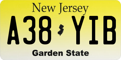 NJ license plate A38YIB