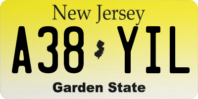 NJ license plate A38YIL