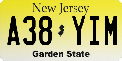 NJ license plate A38YIM