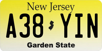 NJ license plate A38YIN