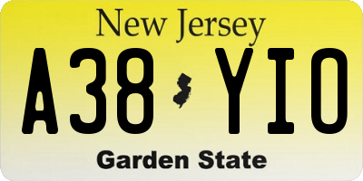 NJ license plate A38YIO