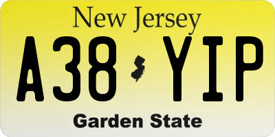 NJ license plate A38YIP