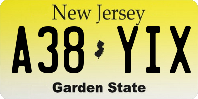 NJ license plate A38YIX