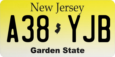 NJ license plate A38YJB