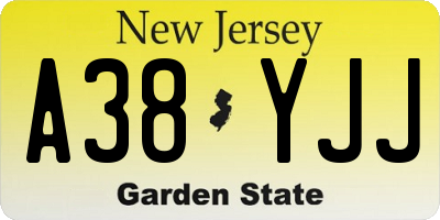 NJ license plate A38YJJ