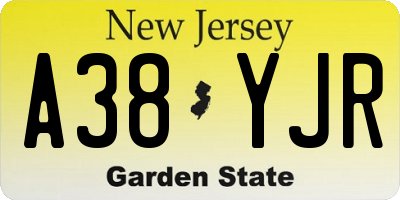NJ license plate A38YJR
