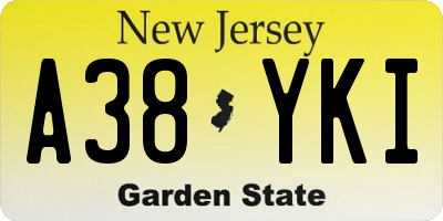 NJ license plate A38YKI