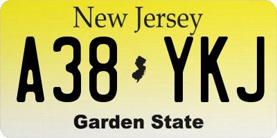 NJ license plate A38YKJ