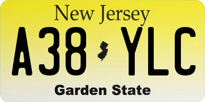 NJ license plate A38YLC