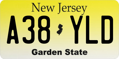 NJ license plate A38YLD