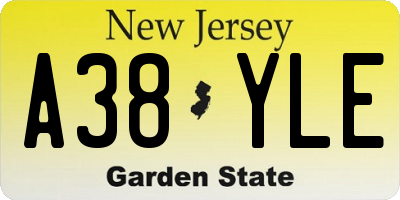 NJ license plate A38YLE