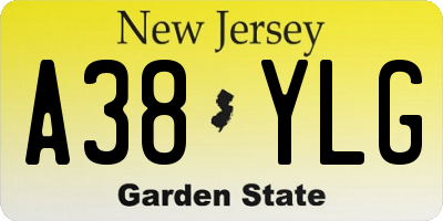 NJ license plate A38YLG