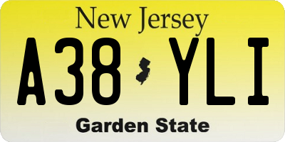 NJ license plate A38YLI