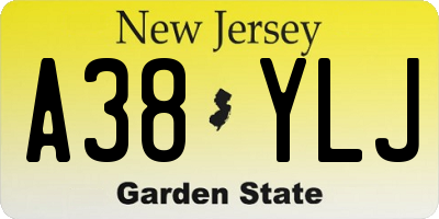NJ license plate A38YLJ