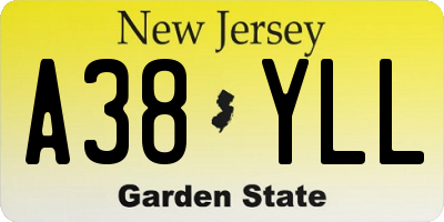 NJ license plate A38YLL