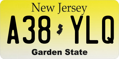 NJ license plate A38YLQ