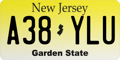 NJ license plate A38YLU