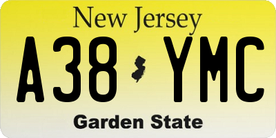 NJ license plate A38YMC