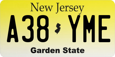NJ license plate A38YME