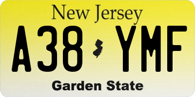 NJ license plate A38YMF